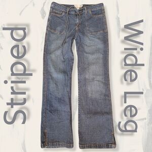 Nikkies Denim Wide Leg Striped Jeans Size 11
